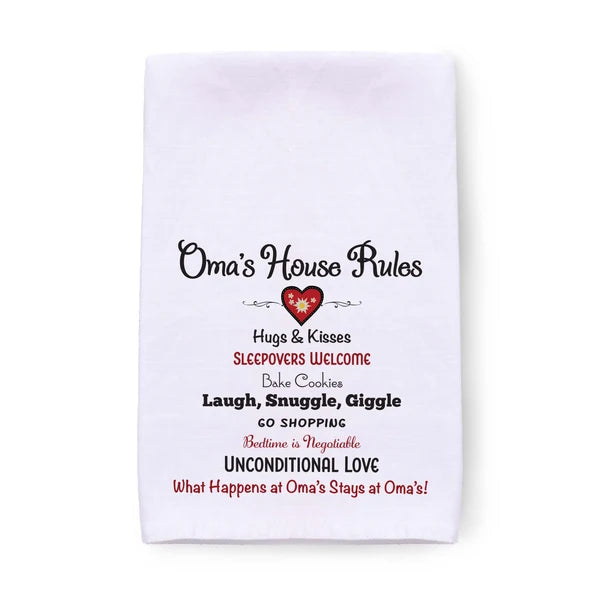Kitchen Towel: Oma's House Rules