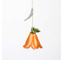Ceramic Bell: Orange Flower