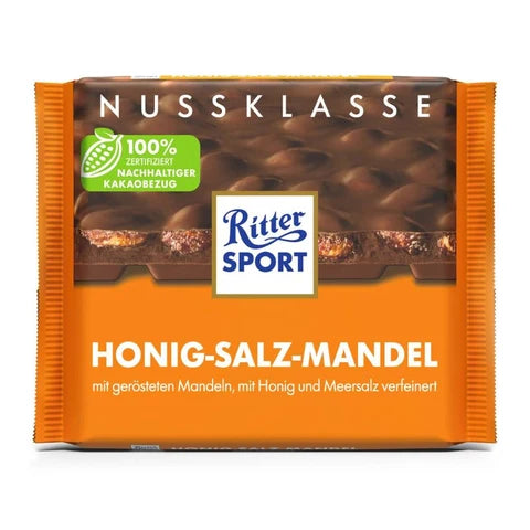 RITTER SPORT MILK HONEY SALT WHOLE ALMOND
