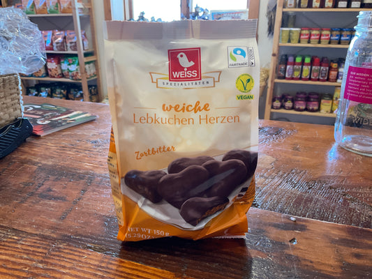 WEISS LEBKUCHEN HERZEN ZARTBITTER UNGEFUELLT