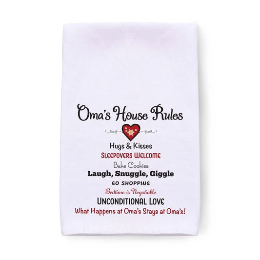 Kitchen Towel: Oma's House Rules