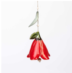 Ceramic Bell: Red Flower